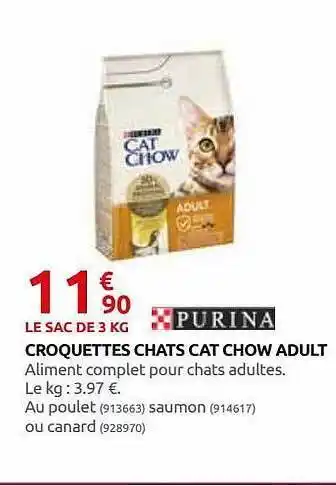 Rural Master Croquettes Chats Cat Chow Adult Purina offre