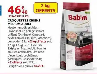 Rural Master Croquettes Chiens Medium Adult Bab'in offre