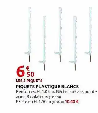 Rural Master Piquets Plastique Blancs offre