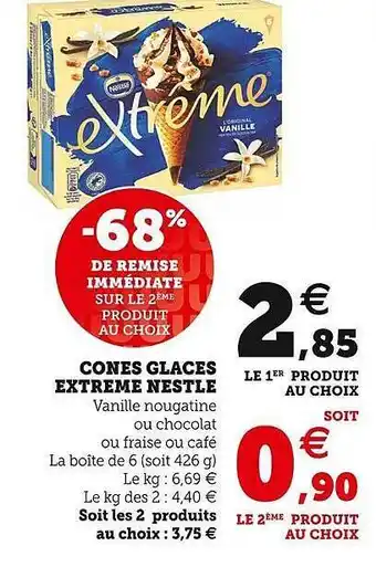 U Express Cônes Glacés Extrême Nestlé offre
