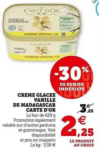 U Express Crème Glacée Vanille De Madagascar Carte D'or offre