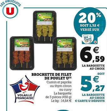 U Express Brochette De Filet De Poulet U offre