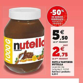 U Express Pâte à Tartiner Nutella offre