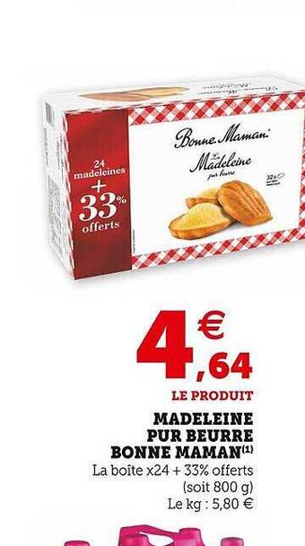 U Express Madeleine Pur Beurre Bonne Maman offre