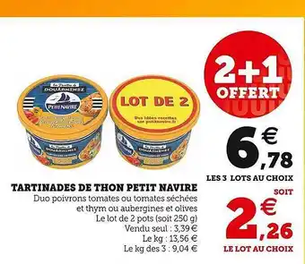 U Express Tartinades De Thon Petit Navire offre