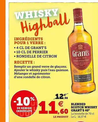 U Express Blended Scotch Whisky Grant's 40° offre