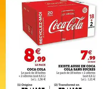 U Express Coca Cola Existe Ausse En Coca Cola Sans Sucres offre