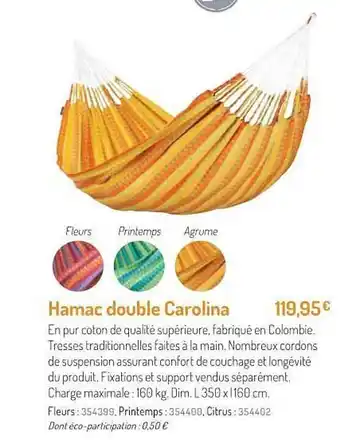 Botanic Hamac Double Carolina offre