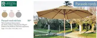 Botanic Parasol Rond Mât Bois offre