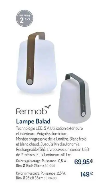 Botanic Lampe Balad Fermob offre