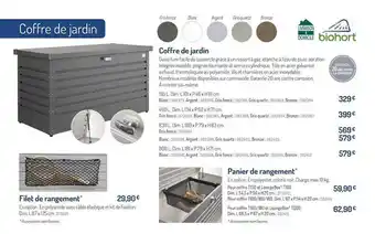 Botanic Coffre De Jardin, Filet De Rangement, Panier De Rangement offre