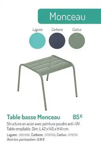 Botanic Table Basse Monceau offre