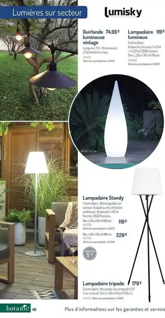 Botanic Guirlande Lumineuse Vintage, Lampadaire Lumineux, Lampadaire Standy, Lampadaire Tripode Lumisky offre