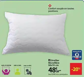 Conforama Oreiller Microfibre 50 X 70 Cm offre