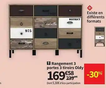 Conforama Rangement 3 Portes 3 Tiroirs Oldy offre