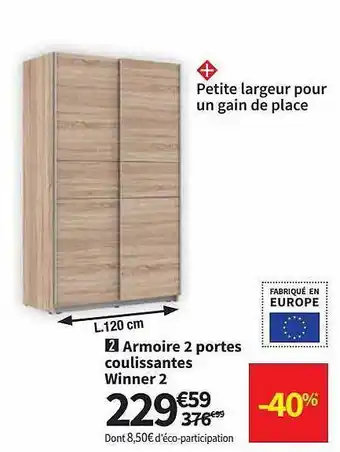 Conforama Armoire 2 Portes Coulissantes Winner 2 offre