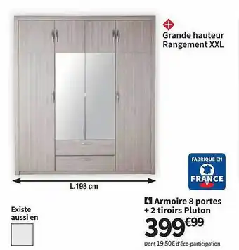 Conforama Armoire 8 Portes + 2 Tiroirs Pluton offre