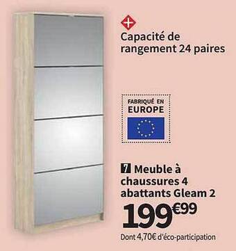 Conforama Meuble à Chaussures 4 Abattants Gleam 2 offre