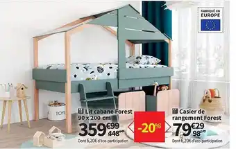 Conforama Lit Cabane Forest 90 X 200 Cm, Casier De Rangement Forest offre