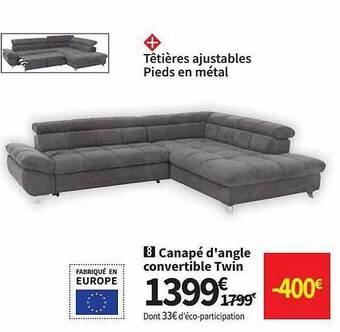 Conforama Canapé D'angle Convertible Twin offre