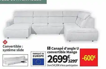 Conforama Canapé D'angle U Convertible Mango offre