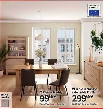 Conforama Chaise Maddy, Table Rectangle Extensible Portland offre
