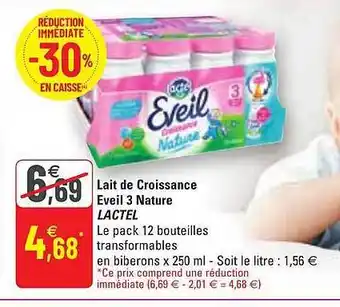 G20 Lait De Croissance éveil 3 Nature Lactel offre