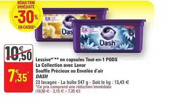 G20 Lessive En Capsules Tout-en-1 Pods La Collection Avec Lenor Souffle Précieux Ou Envolée D'air Dash offre