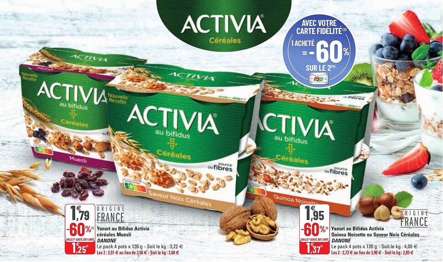 Promo Yaourt Au Bifidus Activia Céréales Muesli Danone, Yaourt Au
