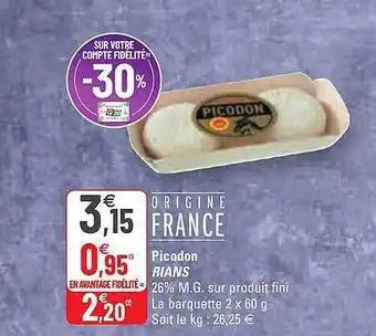 G20 Picodon Rians offre