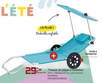 Gifi Transat De Plage à Roulettes offre