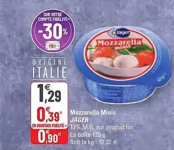 G20 Mozzarella Minis Jäger offre