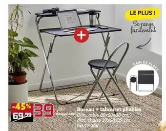 Bureau + Tabouret Pliables