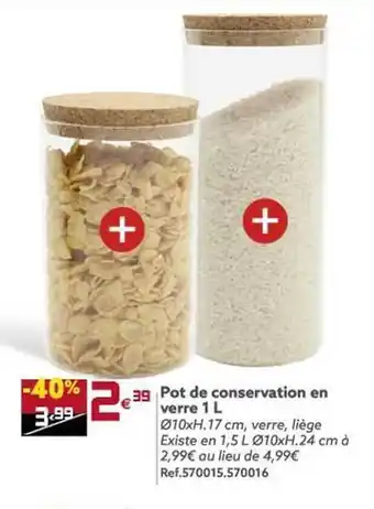 Gifi Pot De Conservation En Verre 1 L offre