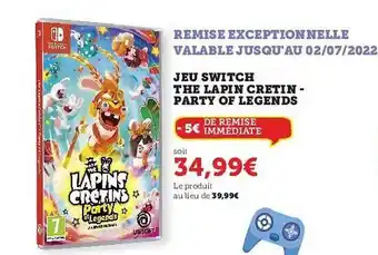 Hyper U Jeu Switch The Lapin Cretin - Party Of Legends offre