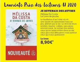 Hyper U Je Revenais Des Autres - Mélissa Da Costa offre