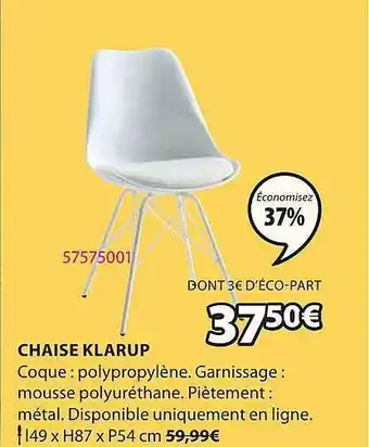 JYSK Chaise Klarup offre