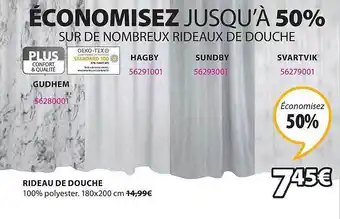 JYSK Rideau De Douche Gudhem, Hagby, Sundby, Svartvik offre