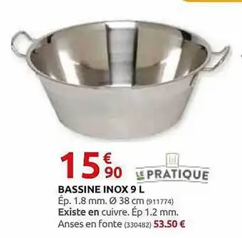 Rural Master Bassine Inox 9l Le Pratique offre