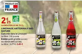 Rural Master Limonade Artisanale Bio Nature offre