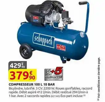 Rural Master Compresseur 100l 10 Bar Scheppach offre