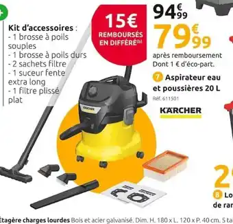 Mr Bricolage Karcher Aspirateur Eau Et Poussières 20L offre