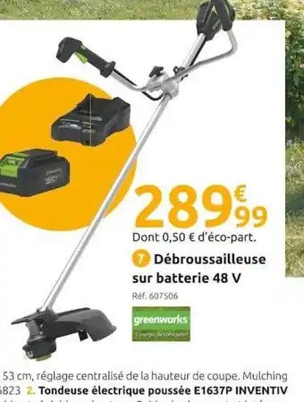Mr Bricolage Débroussailleuse Sur Batterie 48V offre