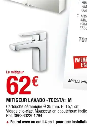 Brico Dépôt Mitigeur Lavabo Teesta offre