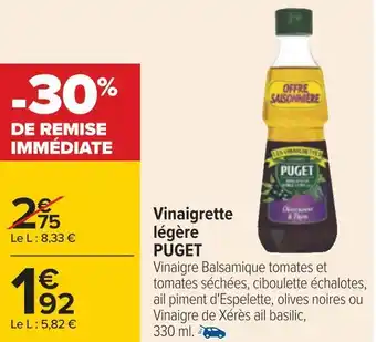 Carrefour Puget vinaigrette légère offre