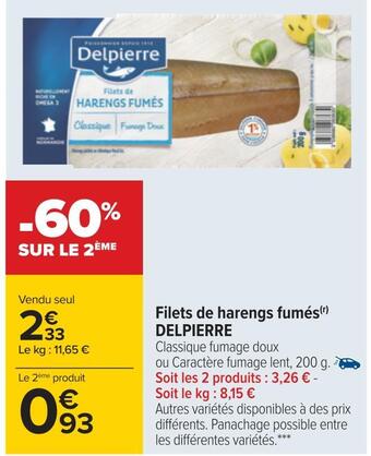 Carrefour Delpierre filets de harengs fumés offre