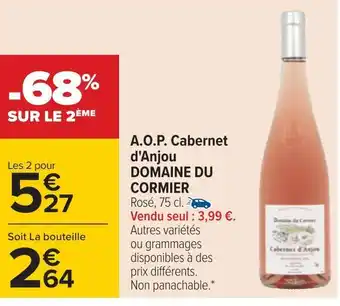 Carrefour Domaine du cormier a.o.p. cabernet d'anjou offre