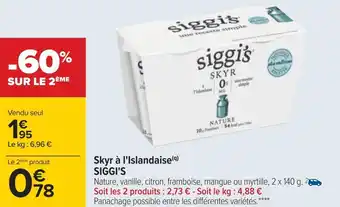 Carrefour Siggi's skyr à l'islandaise offre