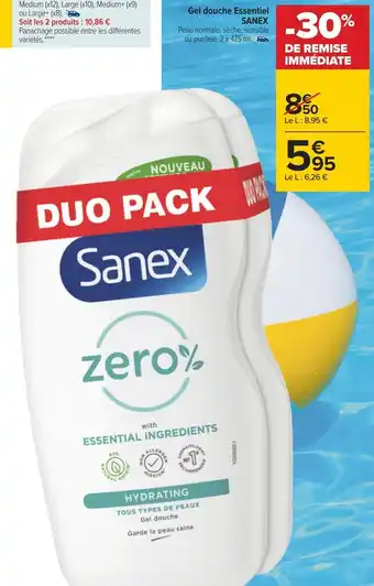 Carrefour Sanex gel douche essentiel offre