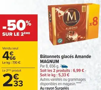 Carrefour Magnum bâtonnets glacés amande offre